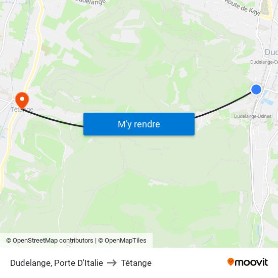 Dudelange, Porte D'Italie to Tétange map