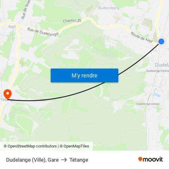 Dudelange (Ville), Gare to Tétange map