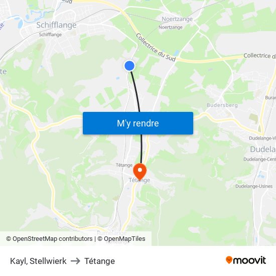 Kayl, Stellwierk to Tétange map