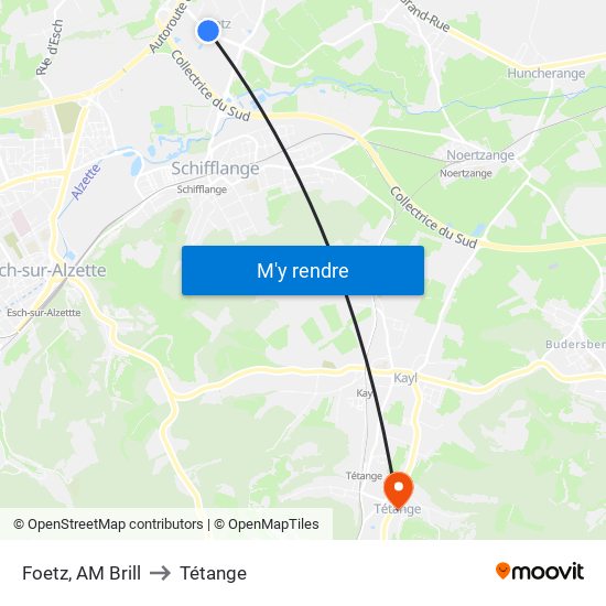Foetz, AM Brill to Tétange map