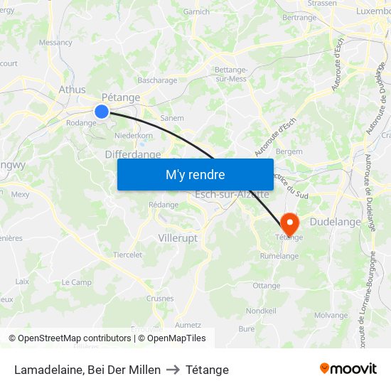 Lamadelaine, Bei Der Millen to Tétange map