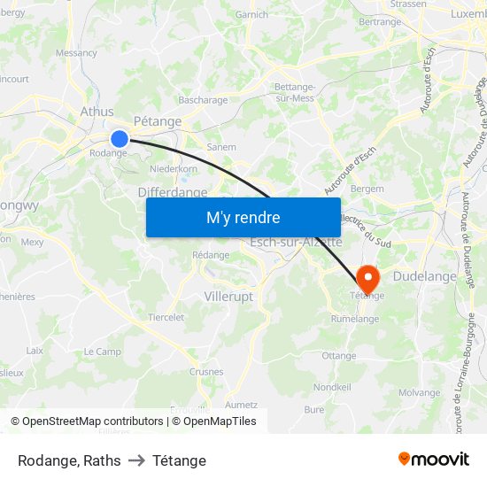 Rodange, Raths to Tétange map