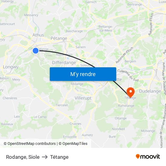 Rodange, Siole to Tétange map