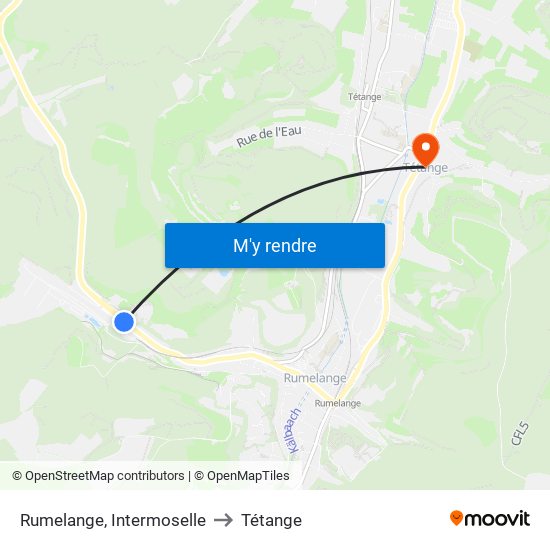 Rumelange, Intermoselle to Tétange map