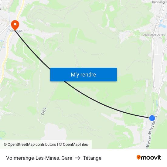 Volmerange-Les-Mines, Gare to Tétange map