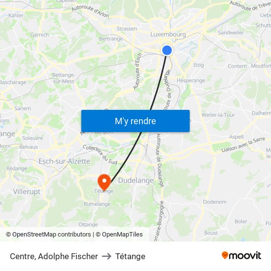 Centre, Adolphe Fischer to Tétange map