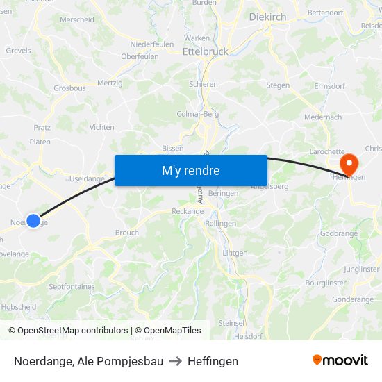 Noerdange, Ale Pompjesbau to Heffingen map