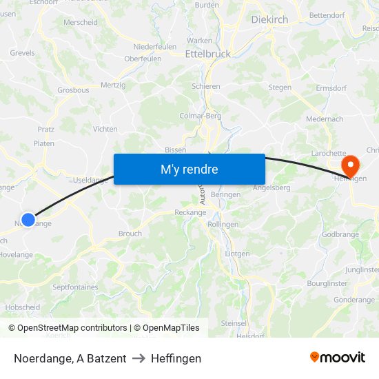 Noerdange, A Batzent to Heffingen map