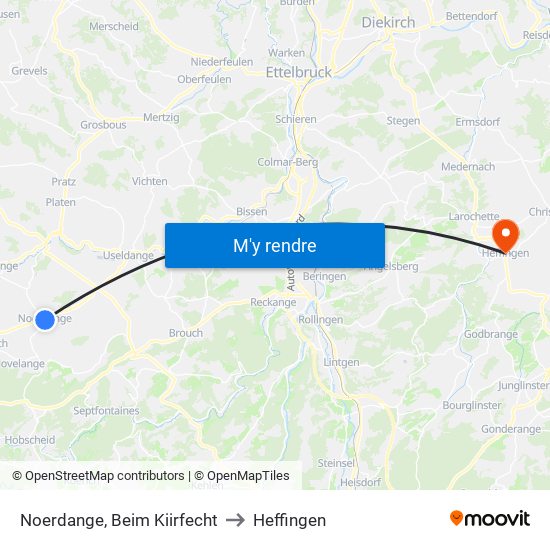 Noerdange, Beim Kiirfecht to Heffingen map