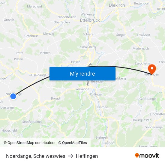 Noerdange, Scheiweswies to Heffingen map