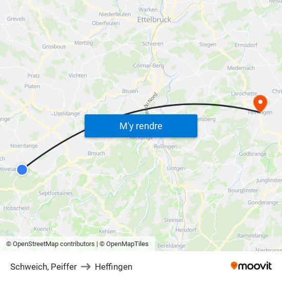 Schweich, Peiffer to Heffingen map