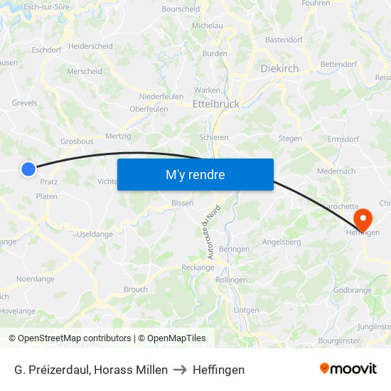 G. Préizerdaul, Horass Millen to Heffingen map