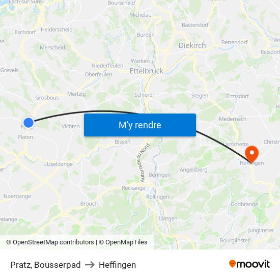 Pratz, Bousserpad to Heffingen map