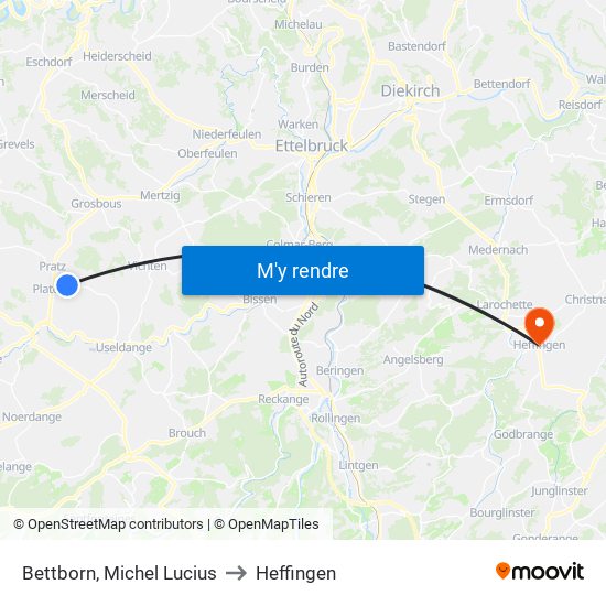 Bettborn, Michel Lucius to Heffingen map