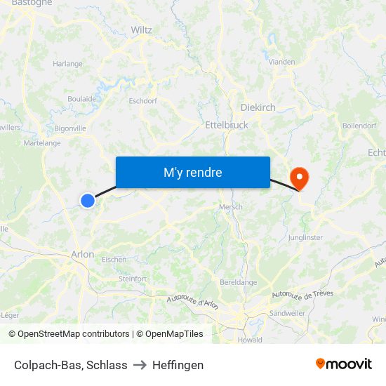 Colpach-Bas, Schlass to Heffingen map