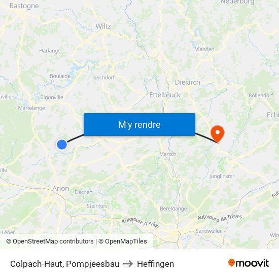 Colpach-Haut, Pompjeesbau to Heffingen map