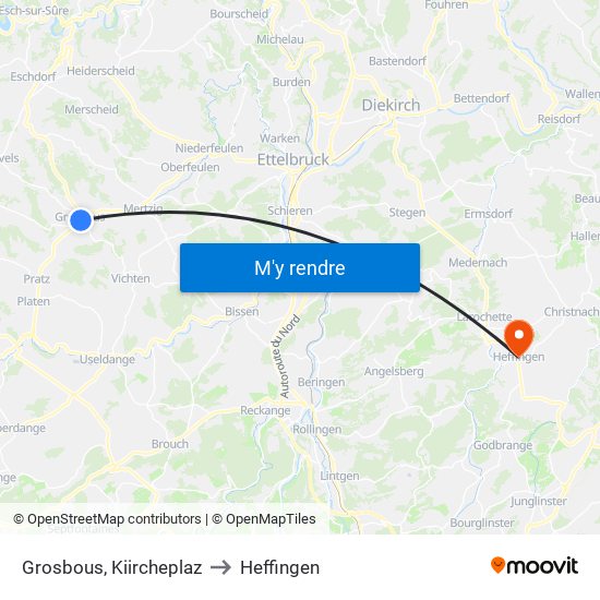 Grosbous, Kiircheplaz to Heffingen map