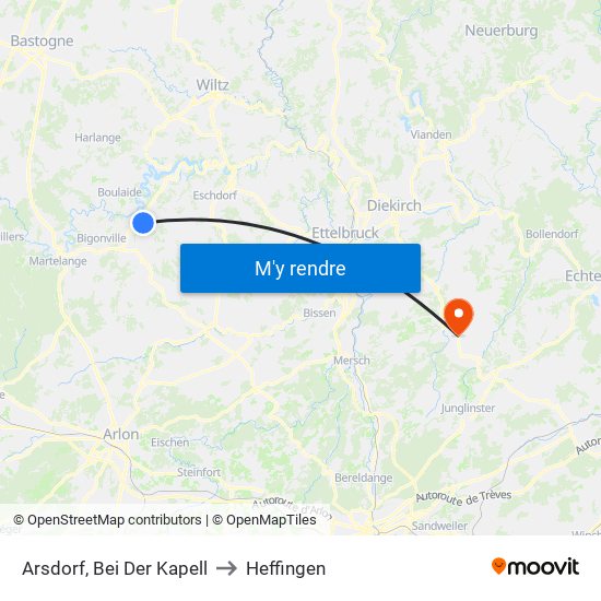 Arsdorf, Bei Der Kapell to Heffingen map
