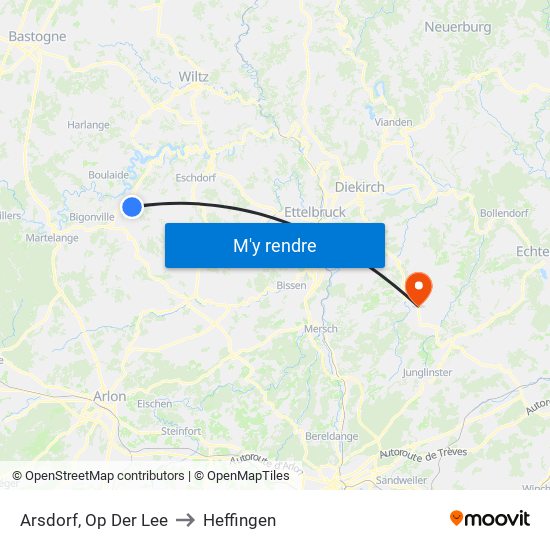 Arsdorf, Op Der Lee to Heffingen map
