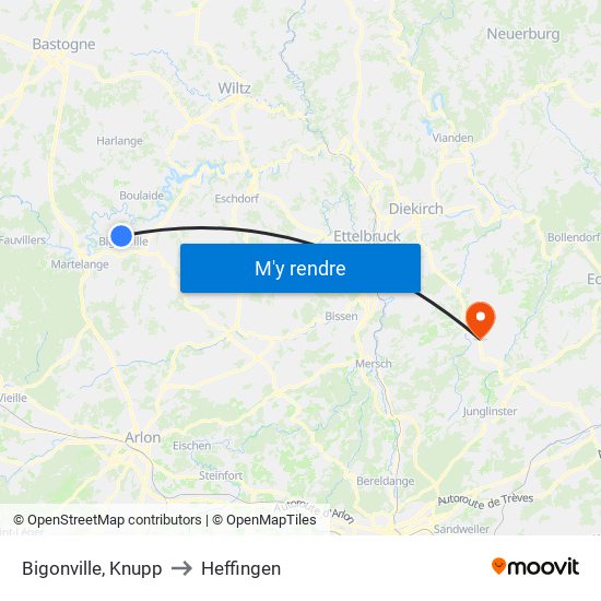 Bigonville, Knupp to Heffingen map