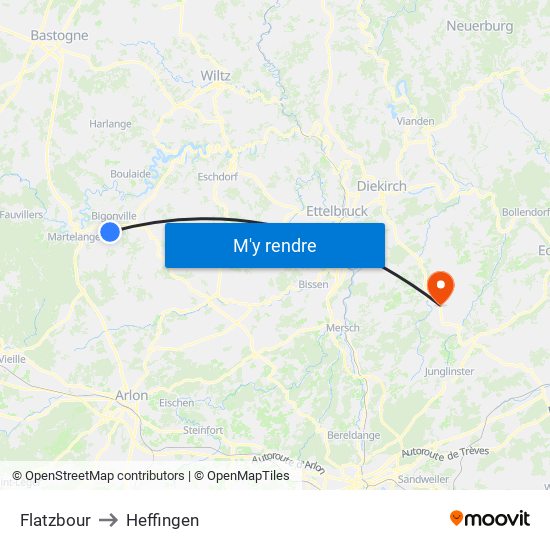 Flatzbour to Heffingen map