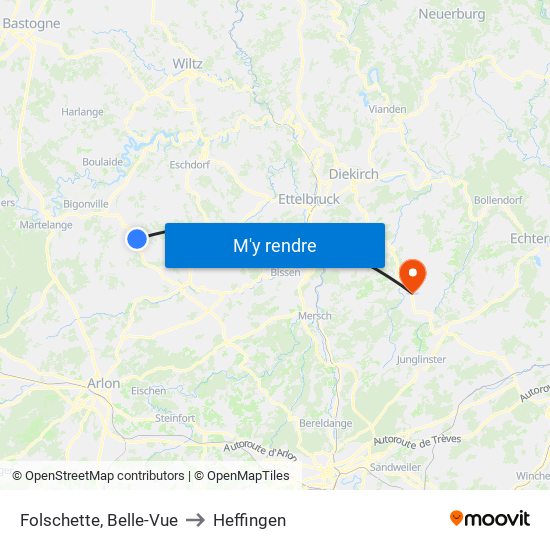 Folschette, Belle-Vue to Heffingen map