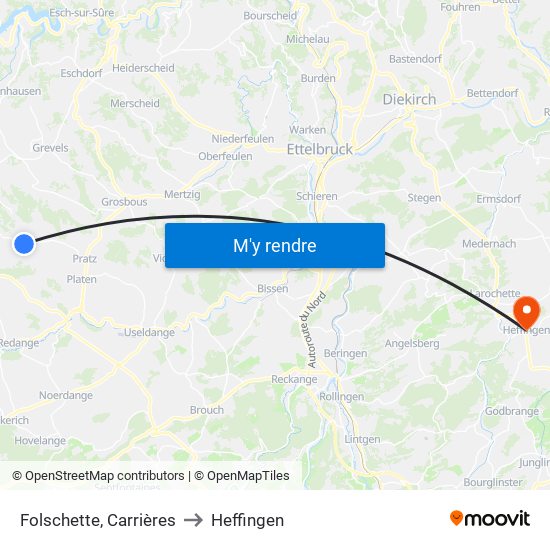 Folschette, Carrières to Heffingen map