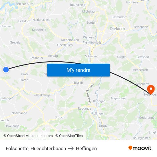 Folschette, Hueschterbaach to Heffingen map
