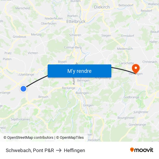 Schwebach, Pont P&R to Heffingen map