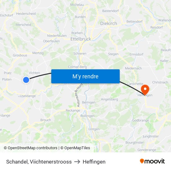 Schandel, Viichtenerstrooss to Heffingen map