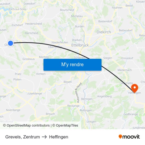 Grevels, Zentrum to Heffingen map