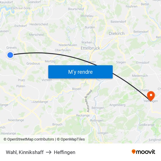 Wahl, Kinnikshaff to Heffingen map