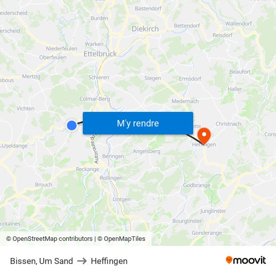 Bissen, Um Sand to Heffingen map