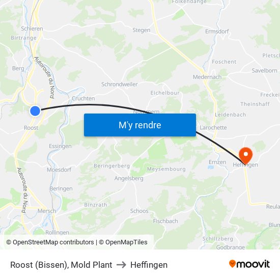 Roost (Bissen), Mold Plant to Heffingen map