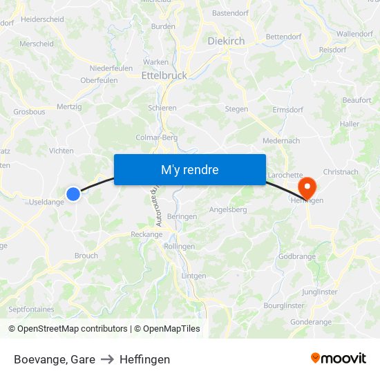 Boevange, Gare to Heffingen map