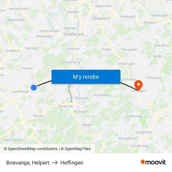 Boevange, Helpert to Heffingen map