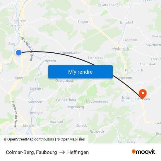 Colmar-Berg, Faubourg to Heffingen map