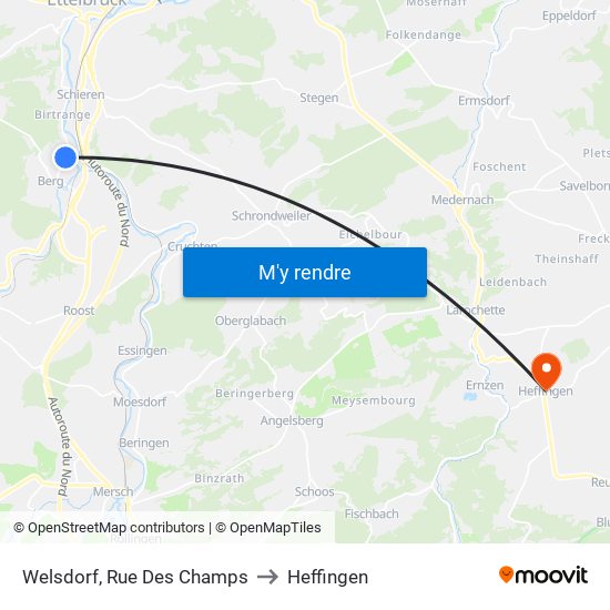 Welsdorf, Rue Des Champs to Heffingen map