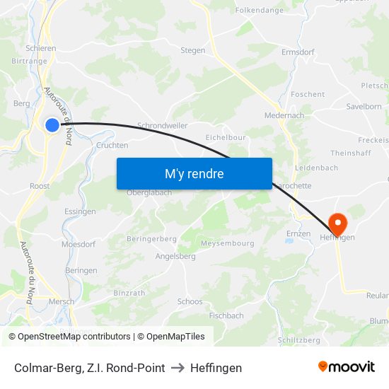 Colmar-Berg, Z.I. Rond-Point to Heffingen map