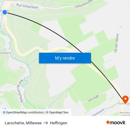 Larochette, Millewee to Heffingen map