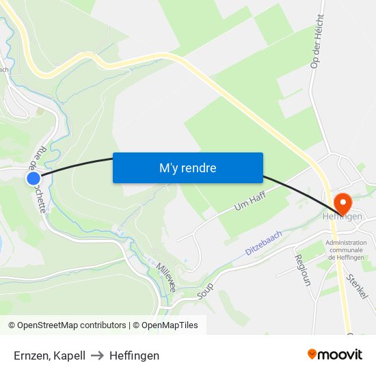 Ernzen, Kapell to Heffingen map