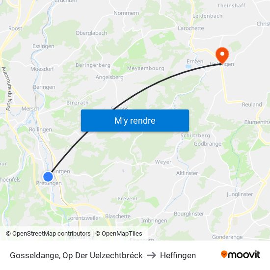 Gosseldange, Op Der Uelzechtbréck to Heffingen map
