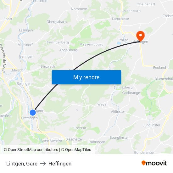 Lintgen, Gare to Heffingen map