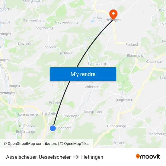 Asselscheuer, Uesselscheier to Heffingen map