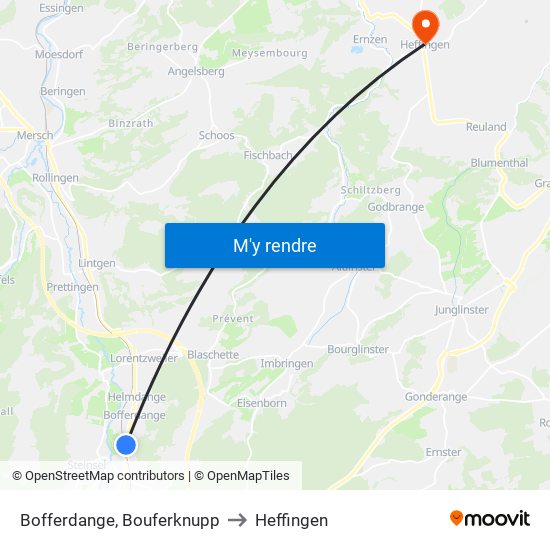 Bofferdange, Bouferknupp to Heffingen map