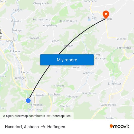 Hunsdorf, Alsbech to Heffingen map