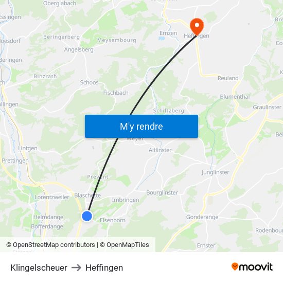 Klingelscheuer to Heffingen map