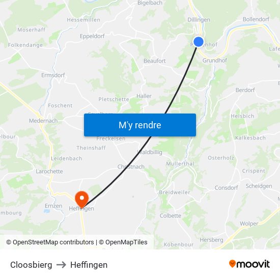 Cloosbierg to Heffingen map