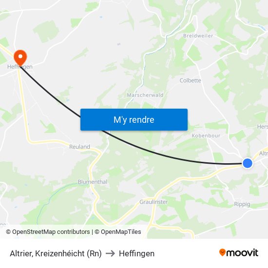 Altrier, Kreizenhéicht (Rn) to Heffingen map