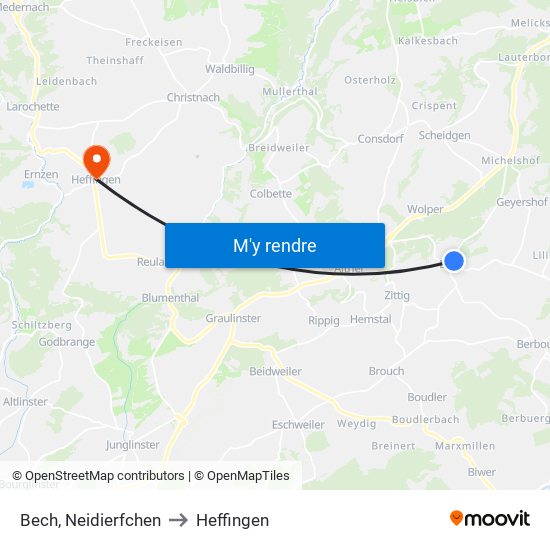 Bech, Neidierfchen to Heffingen map